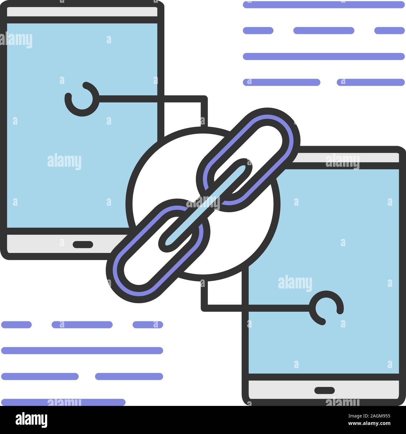 Link sharing color icon. Hyperlink. Data transfer. Phones connection. Isolated vector