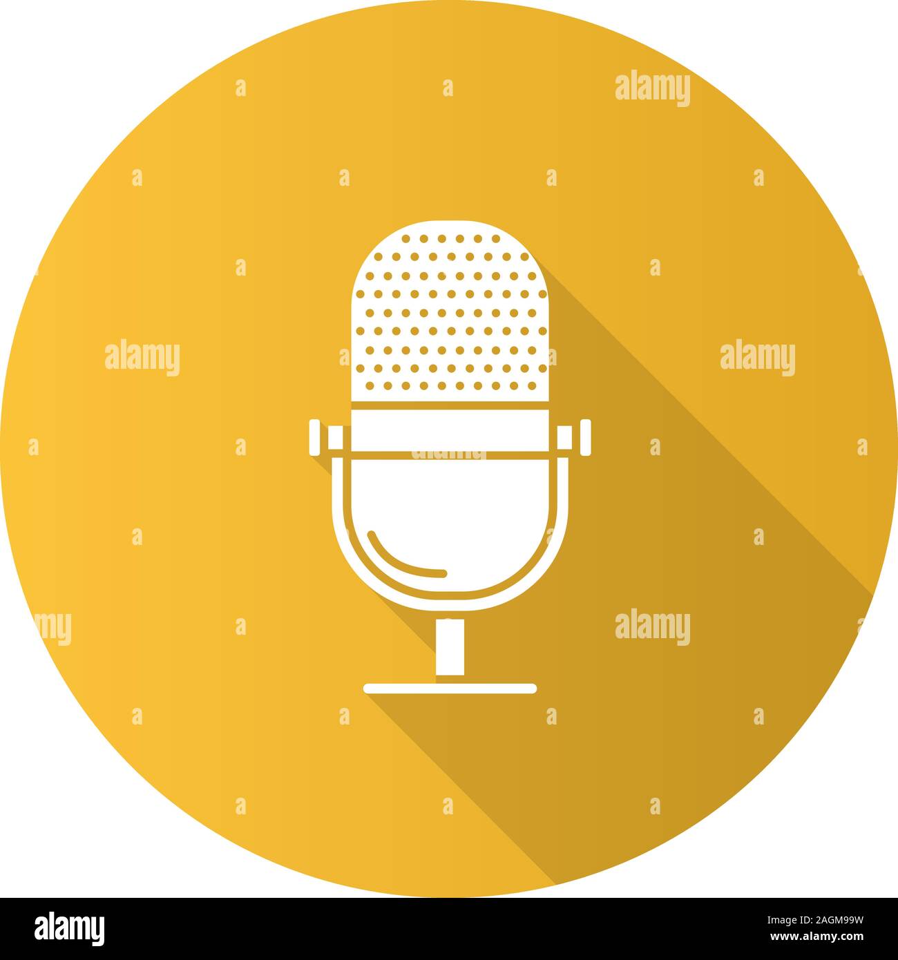 Microphone linear flat design long shadow glyph icon. Radio ...