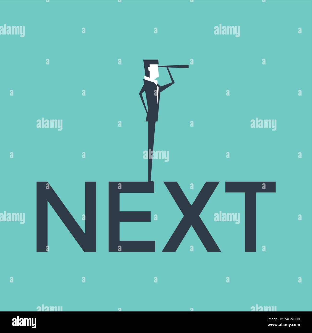 Businessman looking through telescope. Stock Vector