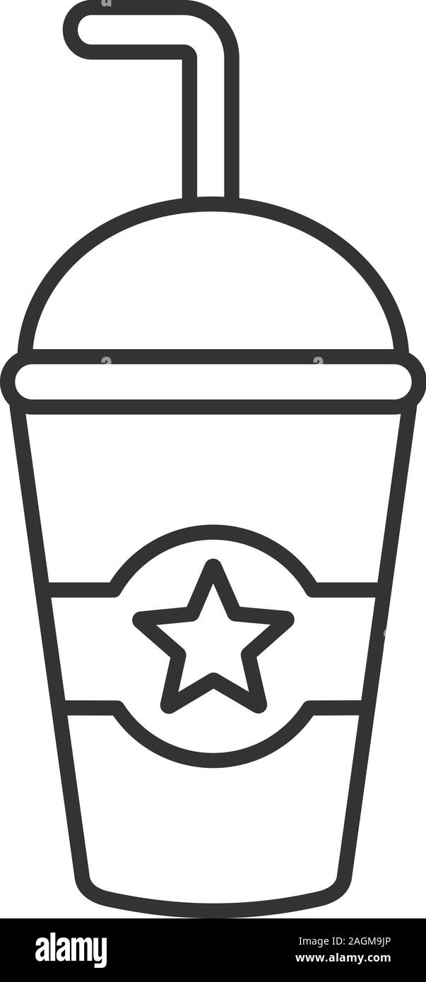 Plastic cup with straw cold or hot drink sketch Vector Image