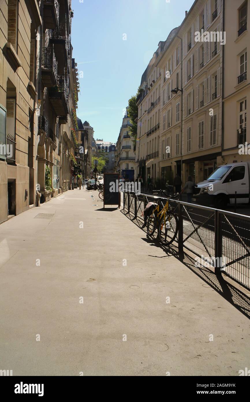 Paris, France - September 11, 2019: Street scene in the Quartier Latin of Paris, France. Stock Photo