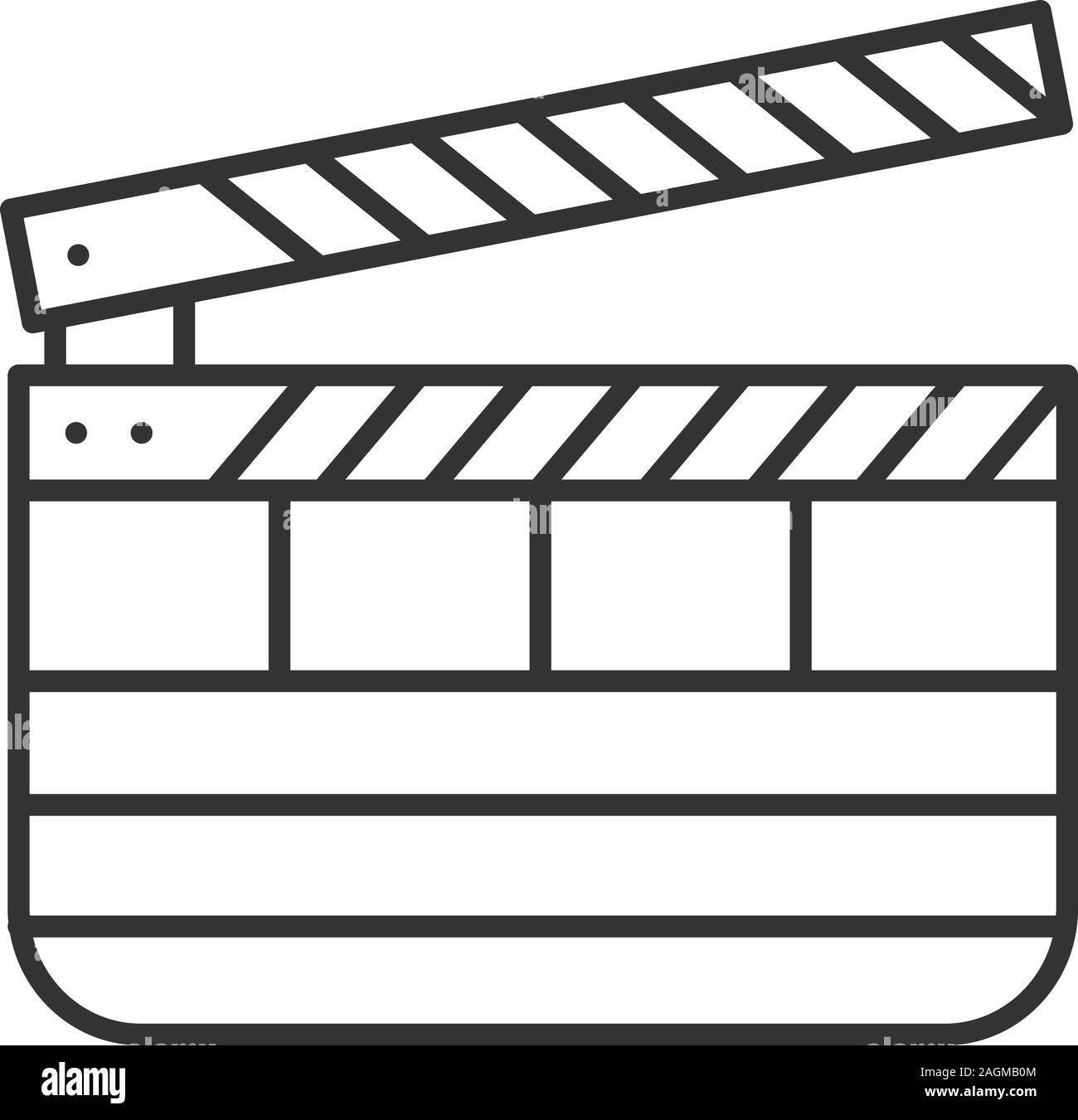 Clapperboard linear icon. Thin line illustration. Time code slate. Contour symbol. Vector isolated outline drawing Stock Vector
