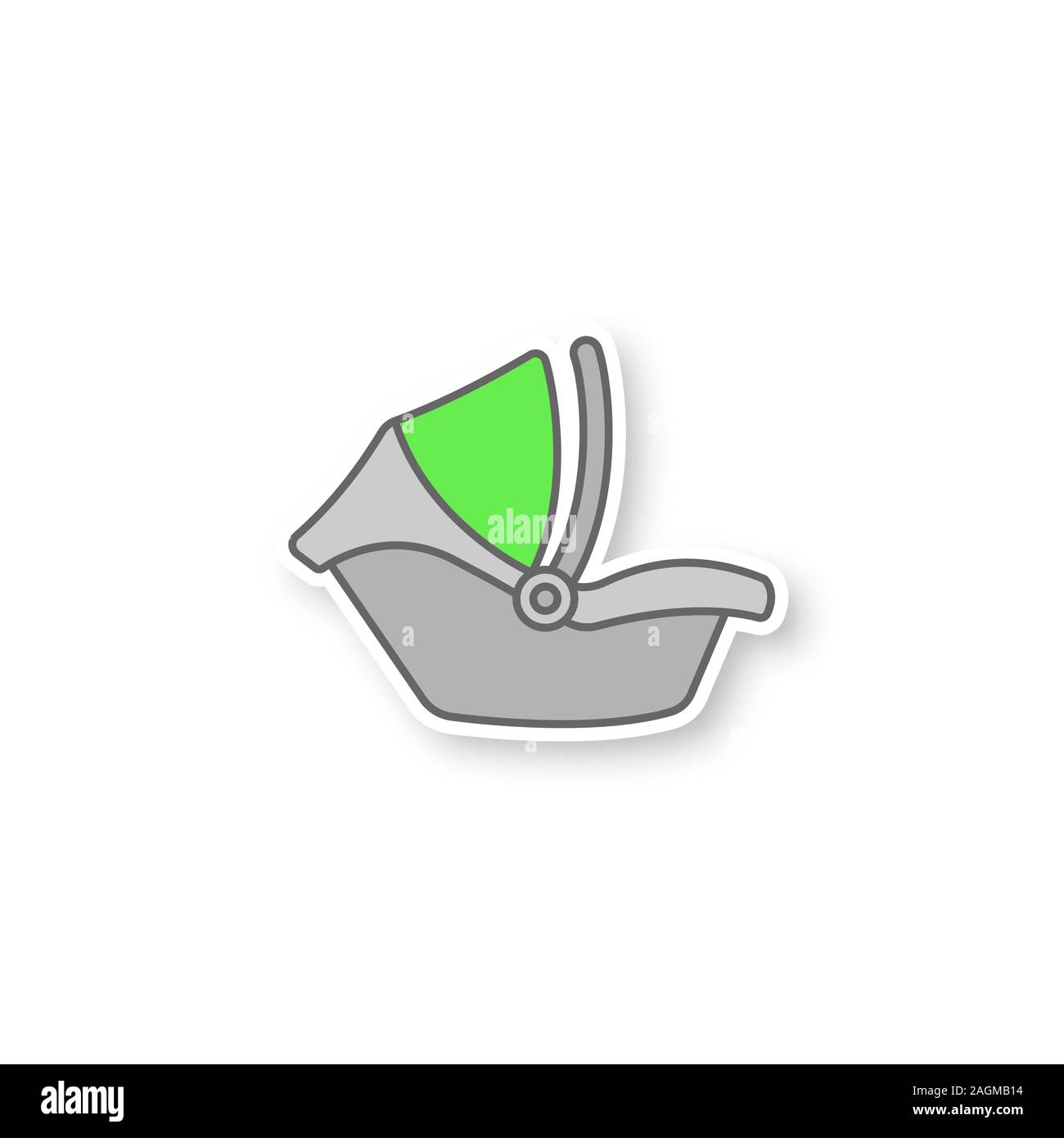 Baby car seat patch. Infant safety seat. Child restraint system. Color sticker. Vector isolated