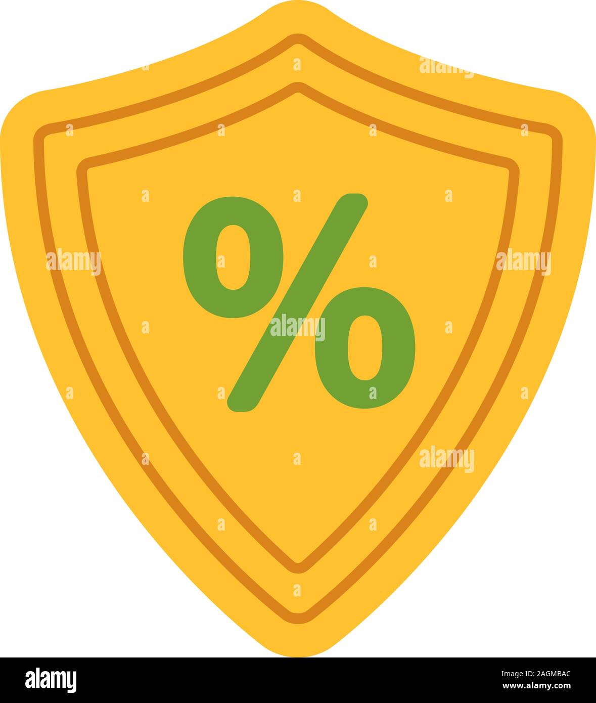 Shield with percent color icon. Safe investment. Isolated vector