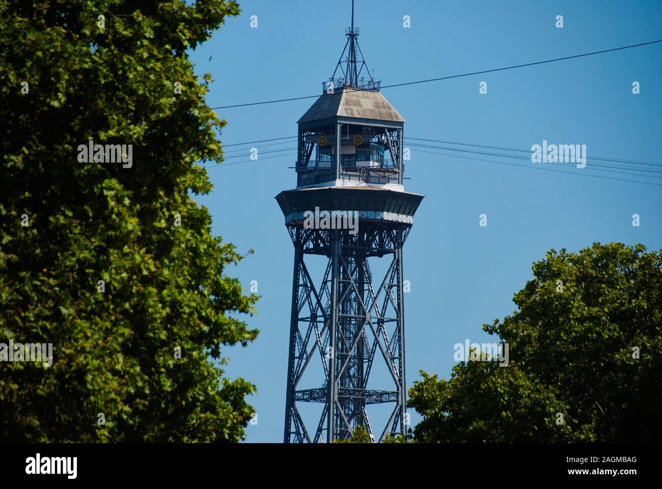 Barcelona cable car tower Stock Photo - Alamy
