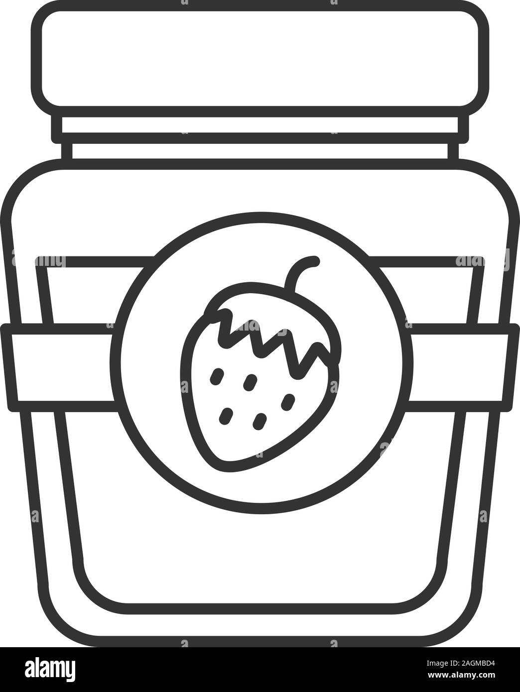 Strawberry jam jar linear icon. Thin line illustration. Fruit preserve