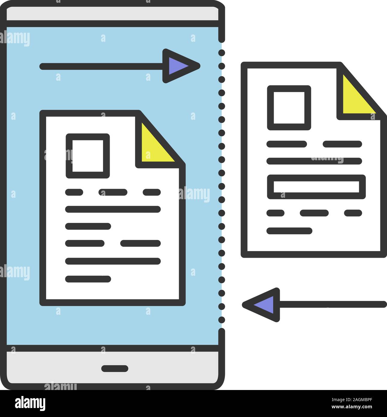 Data transfer color icon. Files uploading or downloading. Content ...