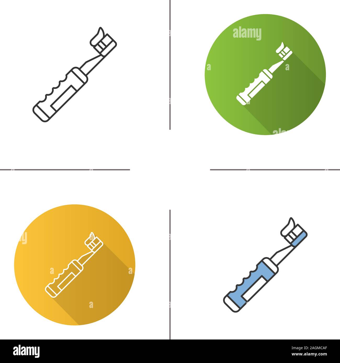 Electric toothbrush with toothpaste icon. Teeth cleaning. Flat design ...