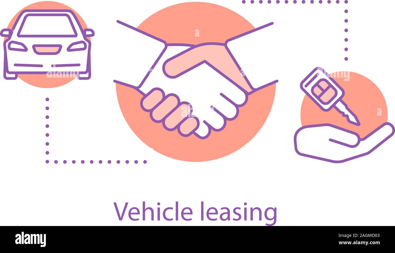 Vehicle leasing concept icon. Automobile hire or buying idea. Thin line