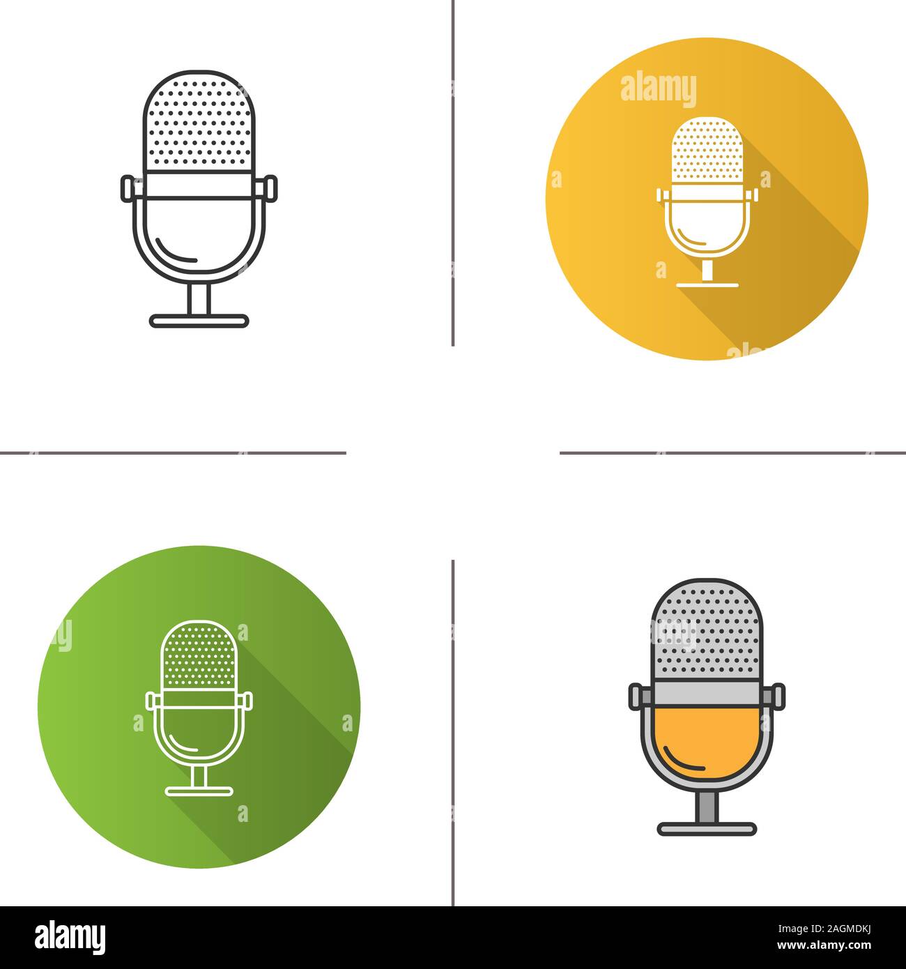 Microphone linear icon. Radio broadcasting. Flat design, linear and ...