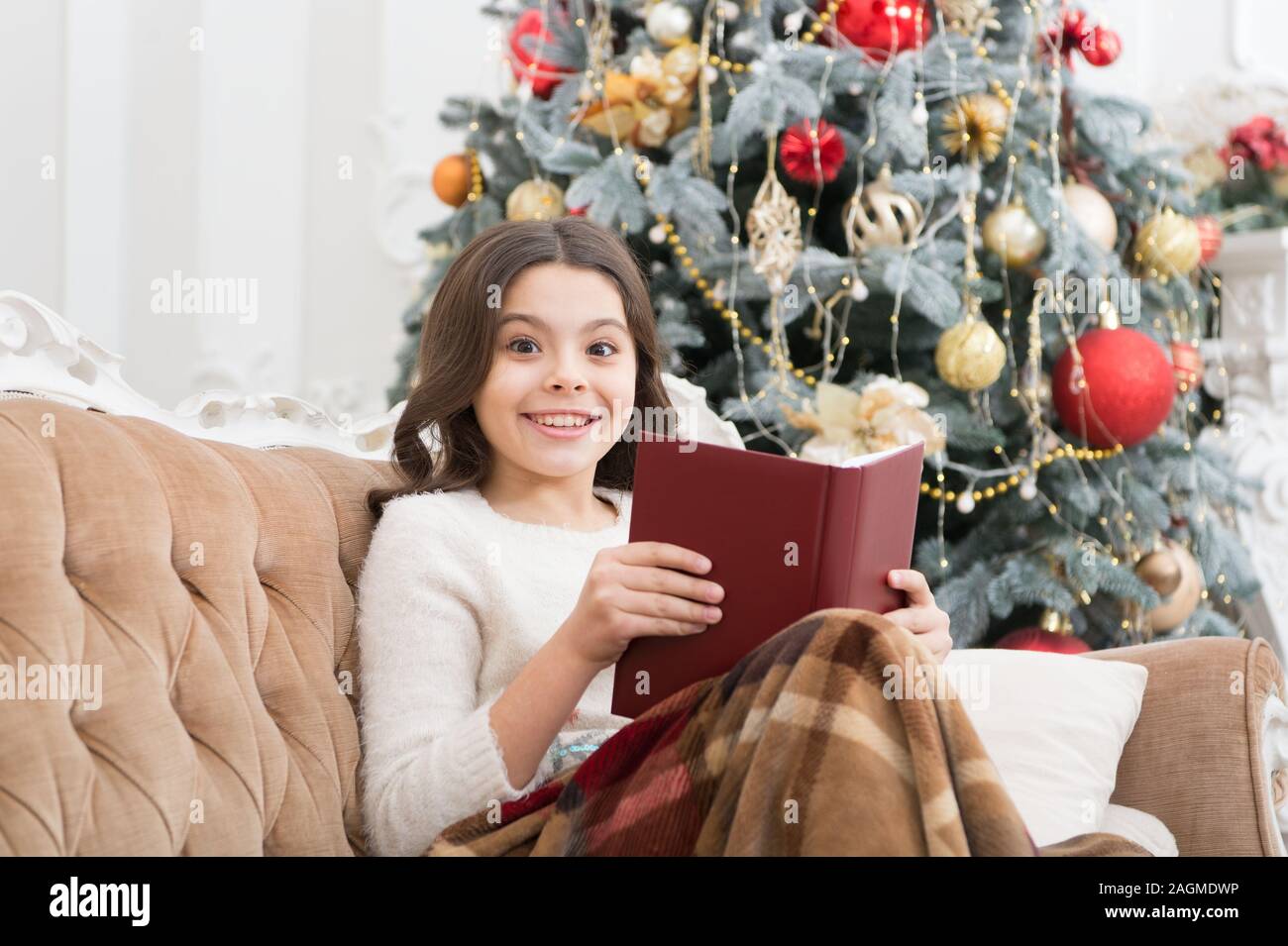 New Year Eve Best Xmas Book Small Girl Reader Enjoy Reading At Home Interesting Christmas Story Child Reading Christmas Eve Love Winter Fairy Tale Literature For Children Cosy Evening At Home Stock New Year Eve Best Xmas Book Small Girl Reader Enjoy Reading At Home Interesting Christmas Story Child Reading Christmas Eve Love Winter Fairy Tale Literature For Children Cosy Evening At Home Stock