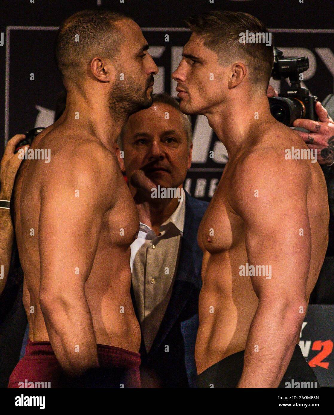 ARNHEM, 20-12-2019, Hotel Papendal, Weigh in and stare down, Glory Collision, Glory 74 en Colission 2 match Rico vs Badr, Rico Verhoeven, Badr Hari Credit Pro Shots/Alamy Live News Stock Photo