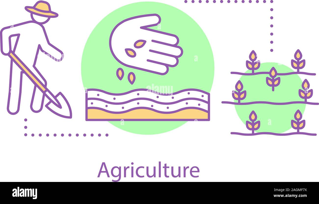 Agriculture concept icon. Sowing. Farming idea thin line illustration ...