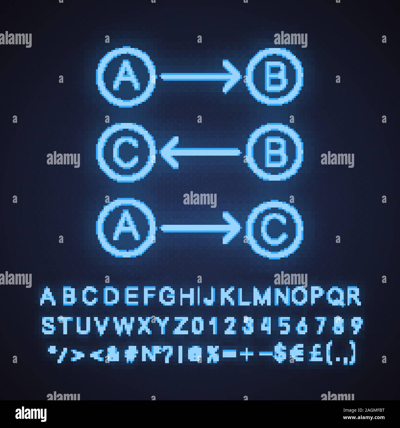 Logic maths neon light icon logical rules thinking process glowing