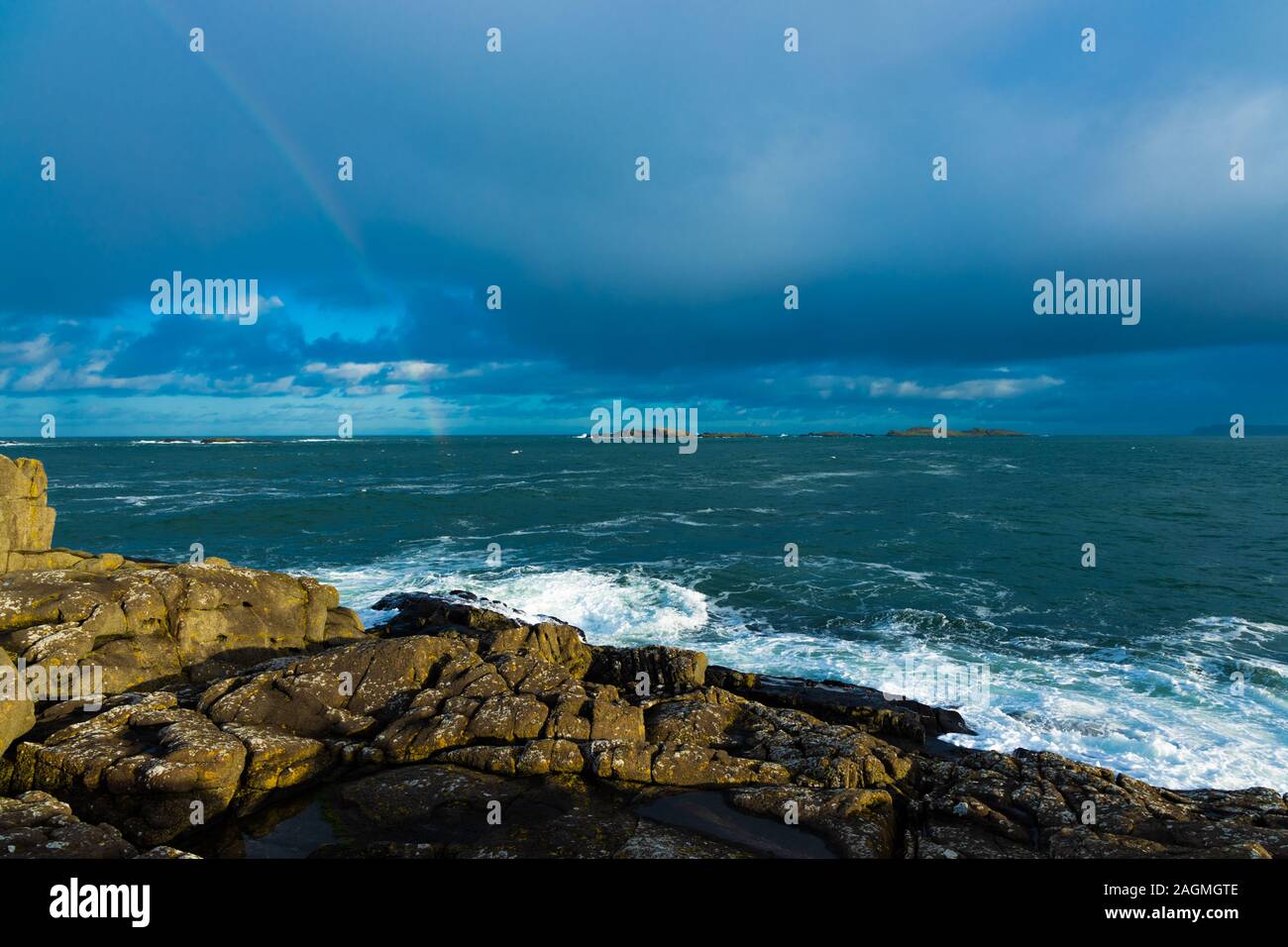 Rainbow at The Skerries Atlantic Ocean, Ramore Head, Portrush, County