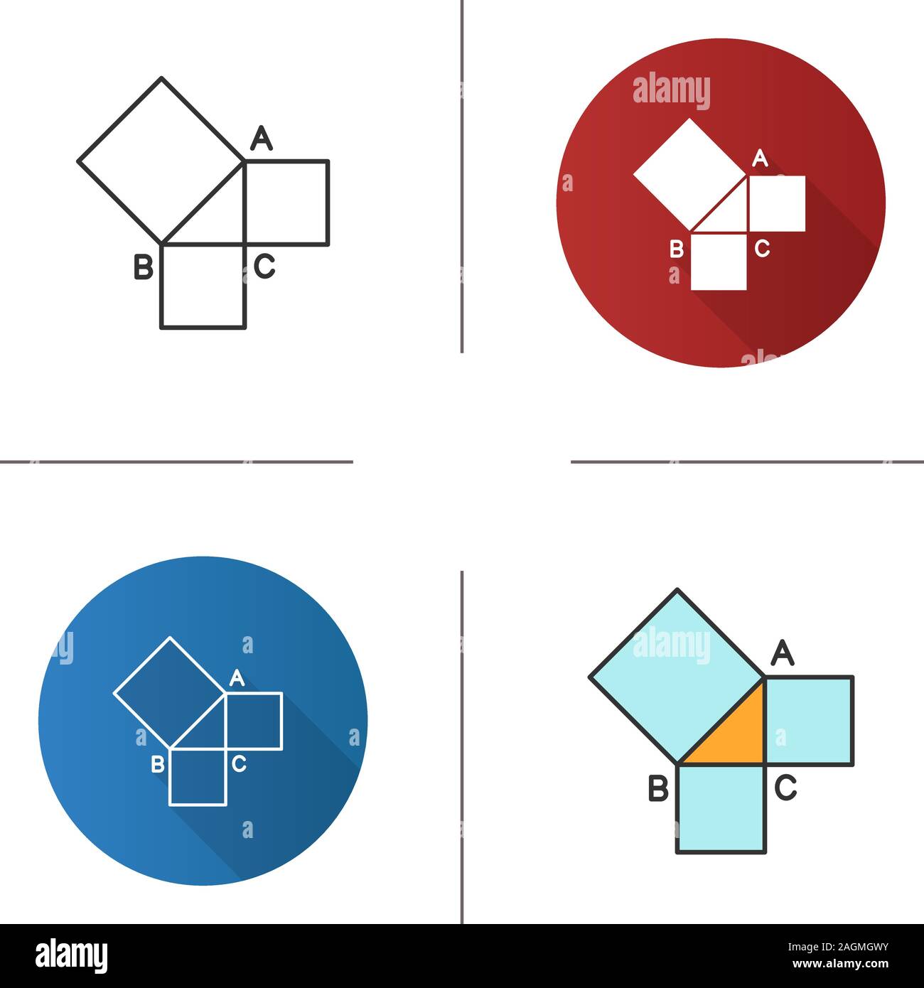 Geometry icon. Geometric figures. Mathematics. Squares. Flat design