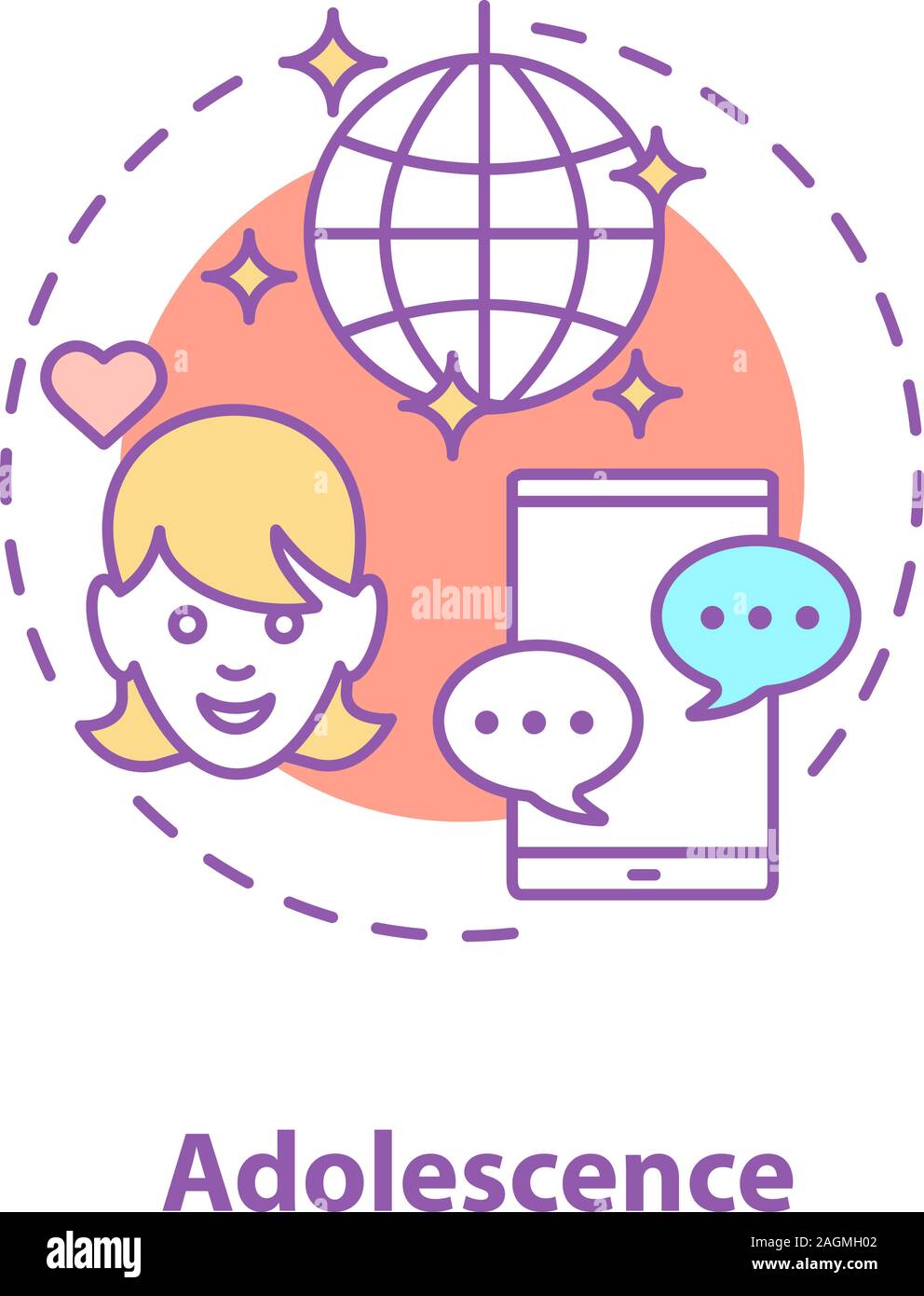 Adolescence concept icon. Teenager idea thin line illustration. Party ...