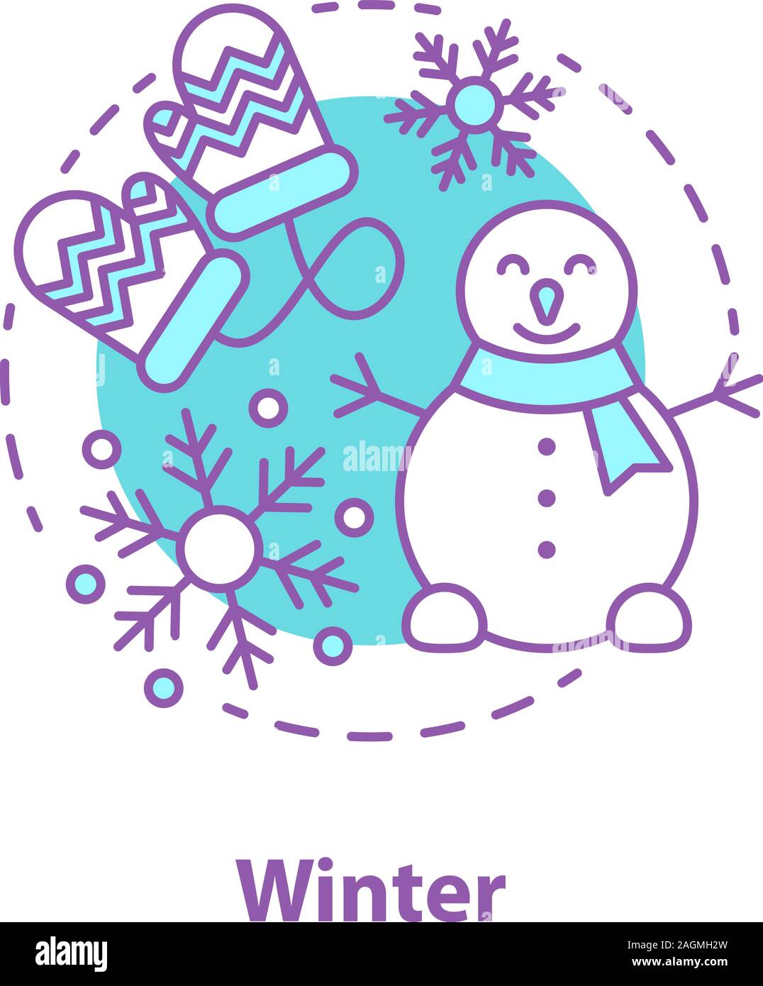 Winter season concept icon. Snowy weather idea thin line ...