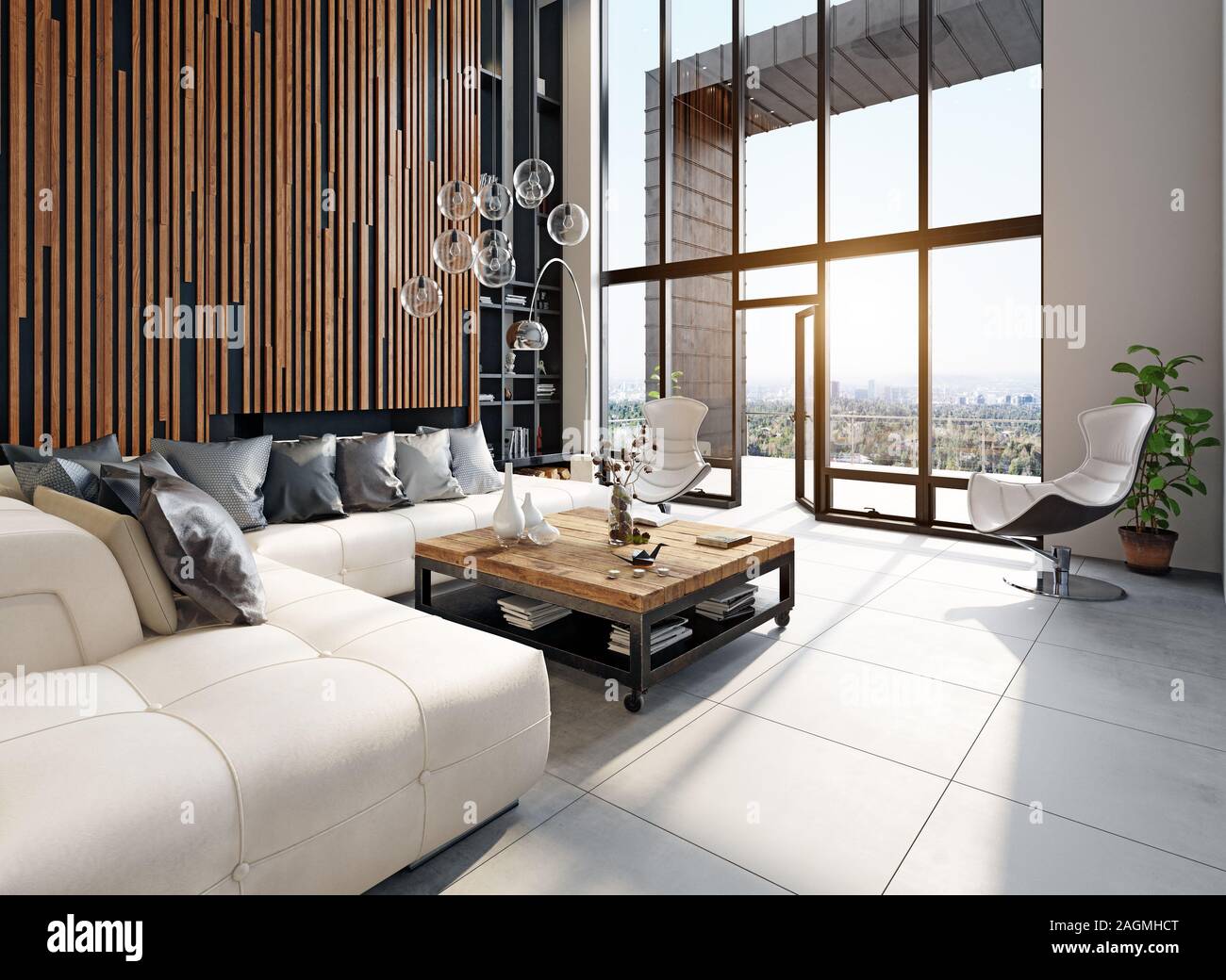 modern living interior design concept. 3d rendering idea Stock Photo ...