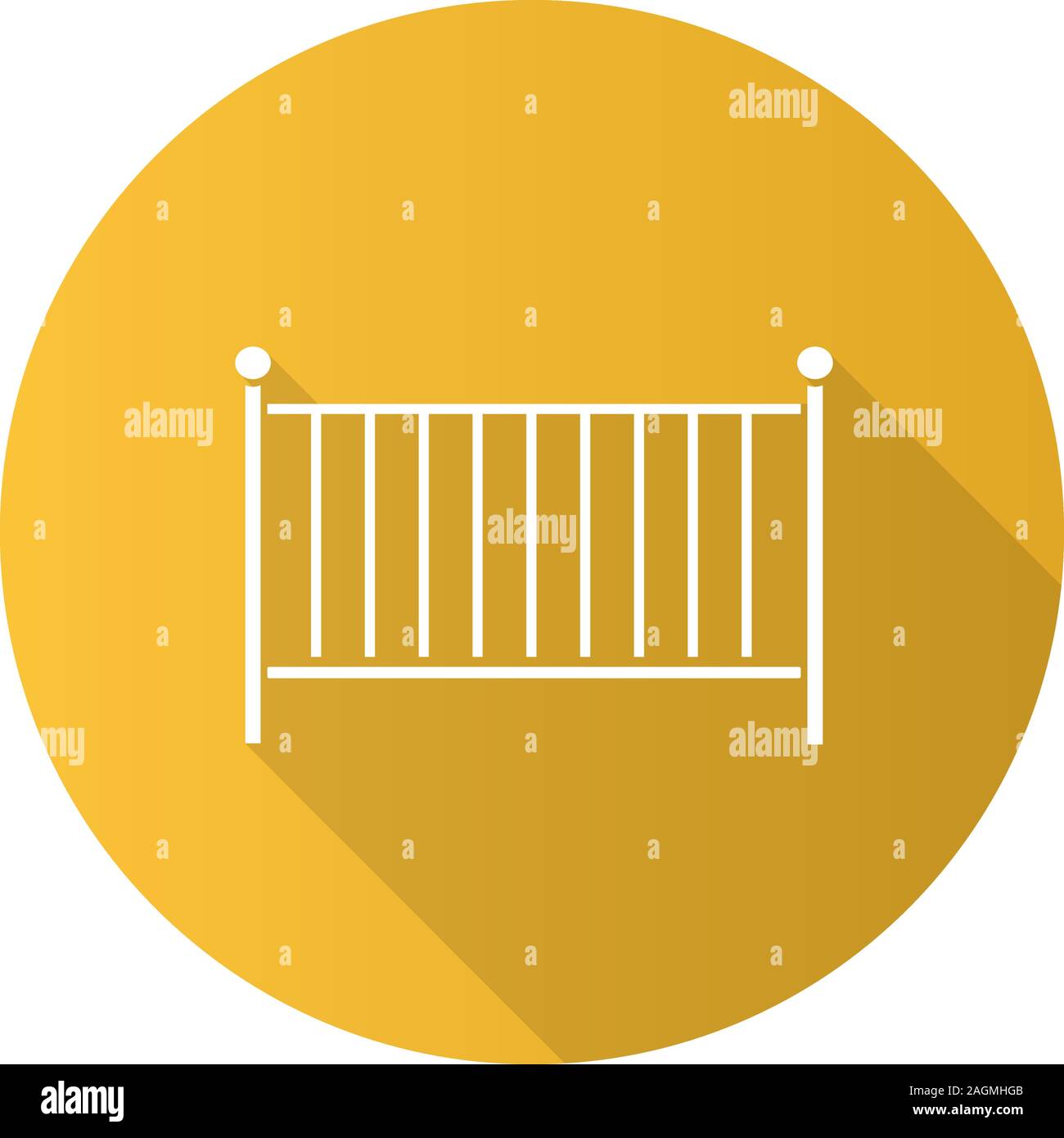 Crib Flat Design Long Shadow Glyph Icon Cradle Baby Cot Bed