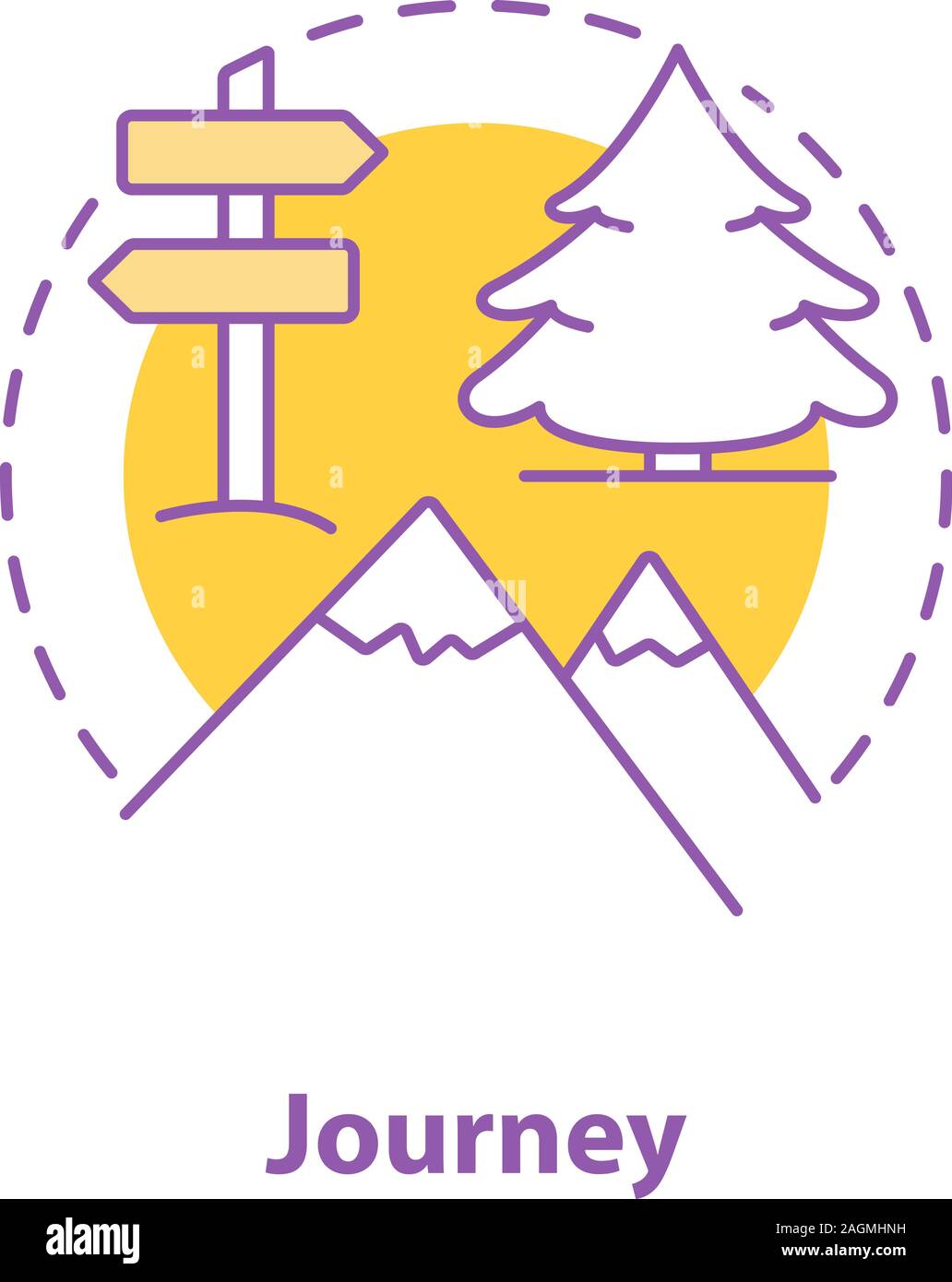 Hiking concept icon. Journey. Mountain resort. Outdoor recreation idea ...