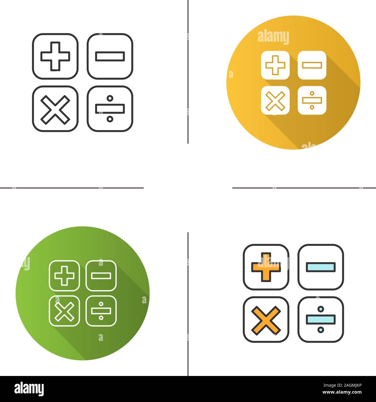 Maths symbols icon. Calculating. Elementary mathematics. Plus, minus ...
