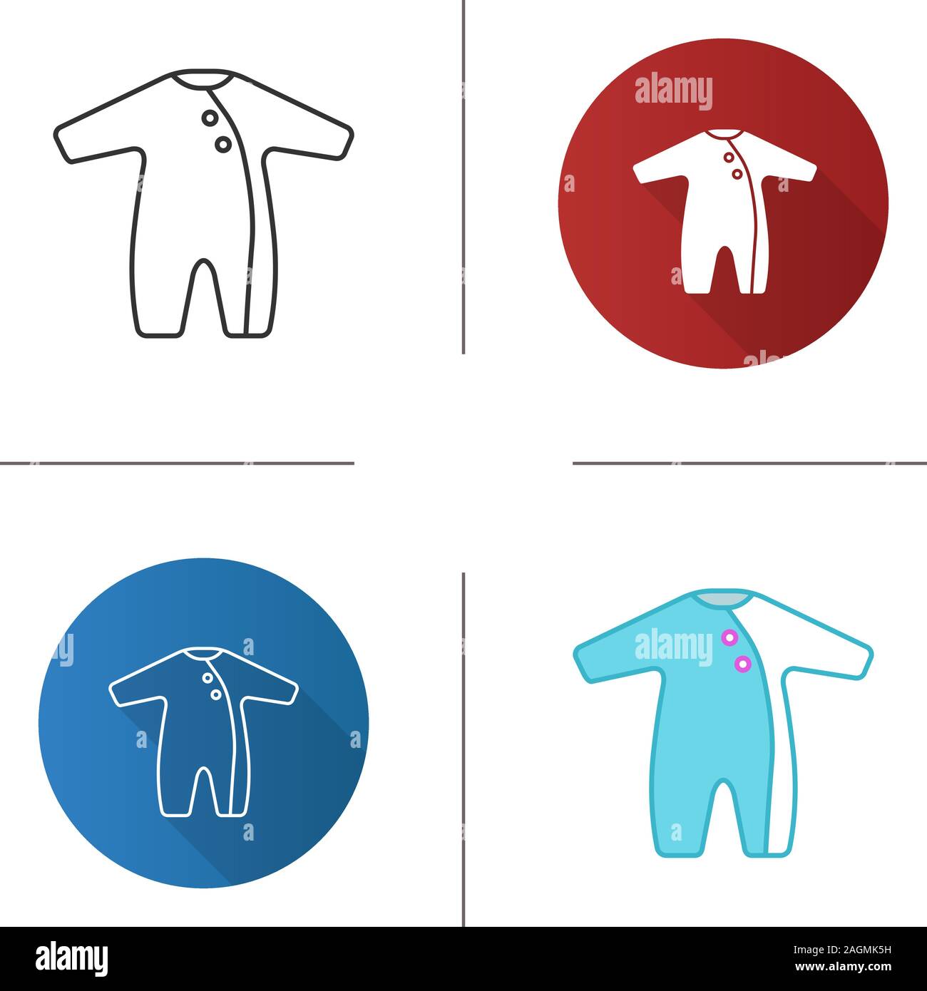 Baby romper icon. Newborn baby overalls. Flat design, linear and color ...