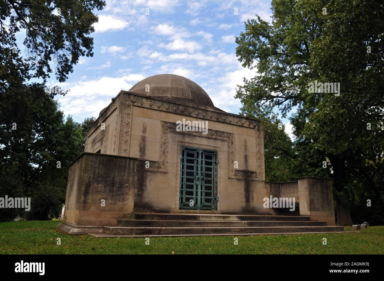 The Wainwright tomb at Bellefontaine Cemetery in St. Louis, MO, was designed in 1892 by architect Louis Sullivan for Charlotte Dickson Wainwright. Stock Photo