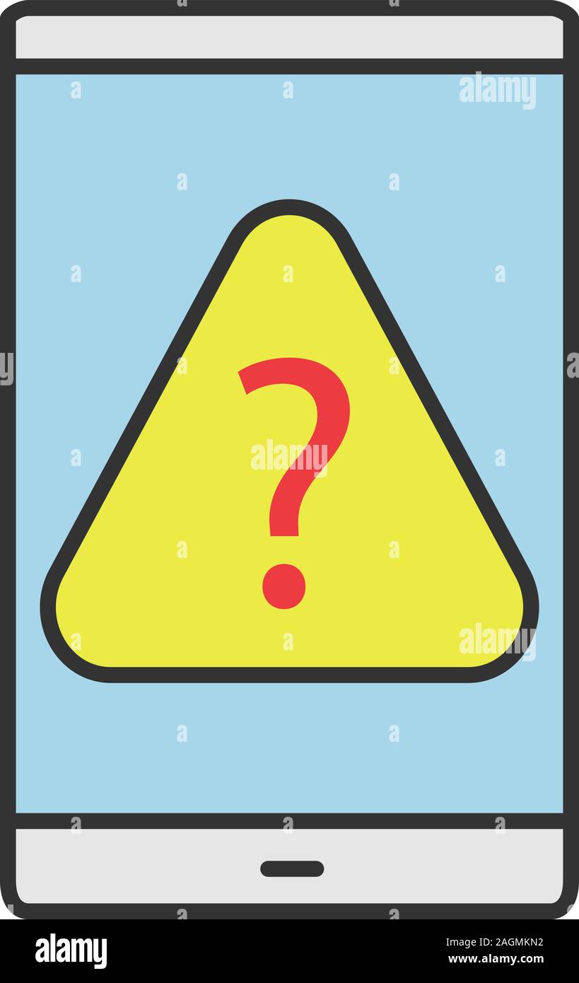 Smartphone FAQ color icon. Mobile phone support. Phone screen with ...