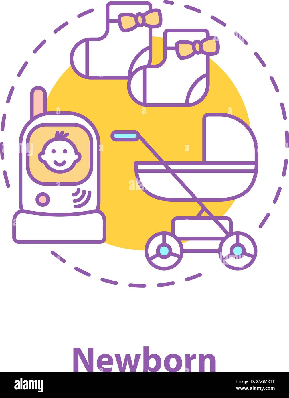 Childcare concept icon. Newborn baby equipment idea. Thin line