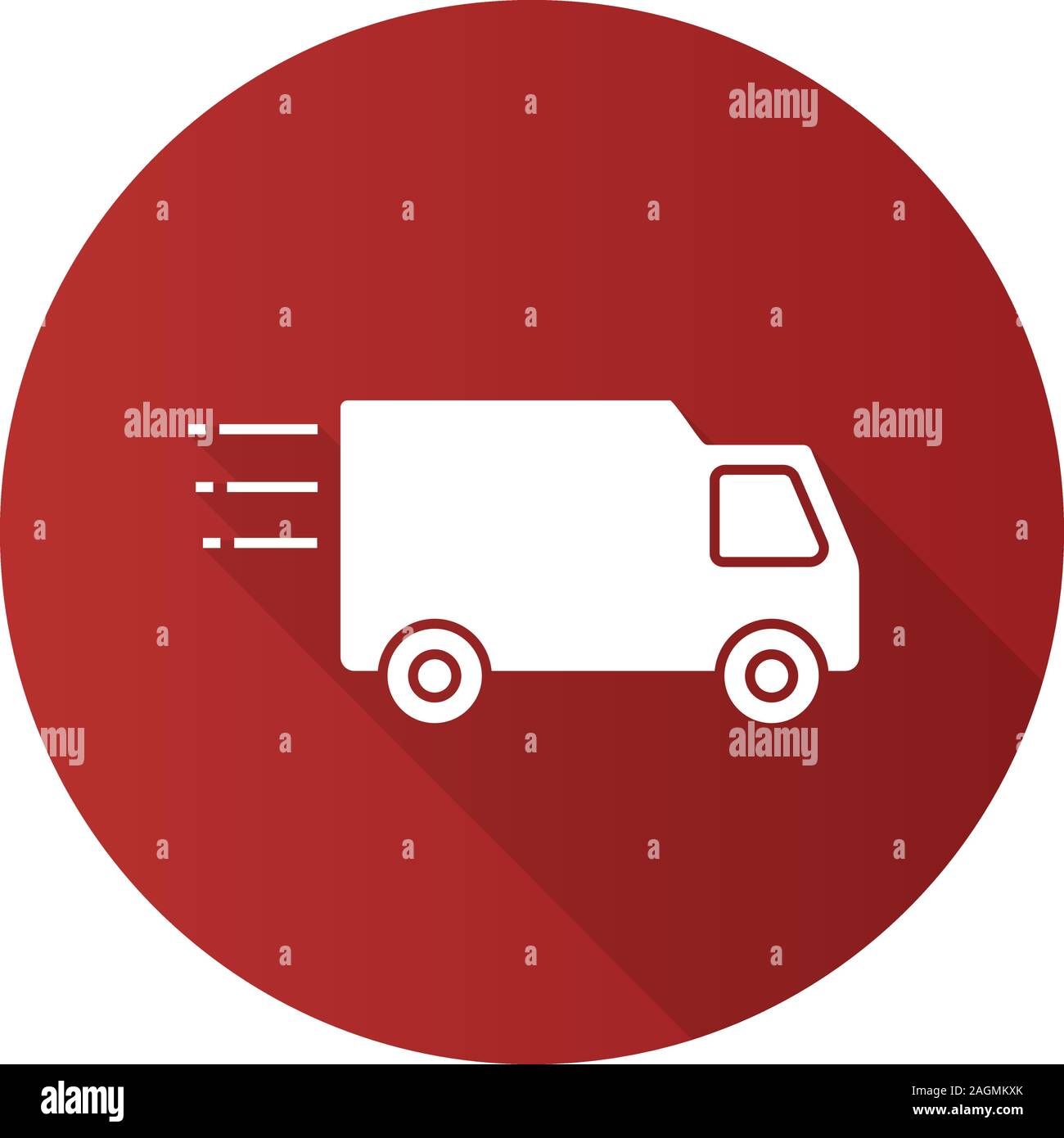 Delivery van flat design long shadow glyph icon. Fast shipping. Freight ...