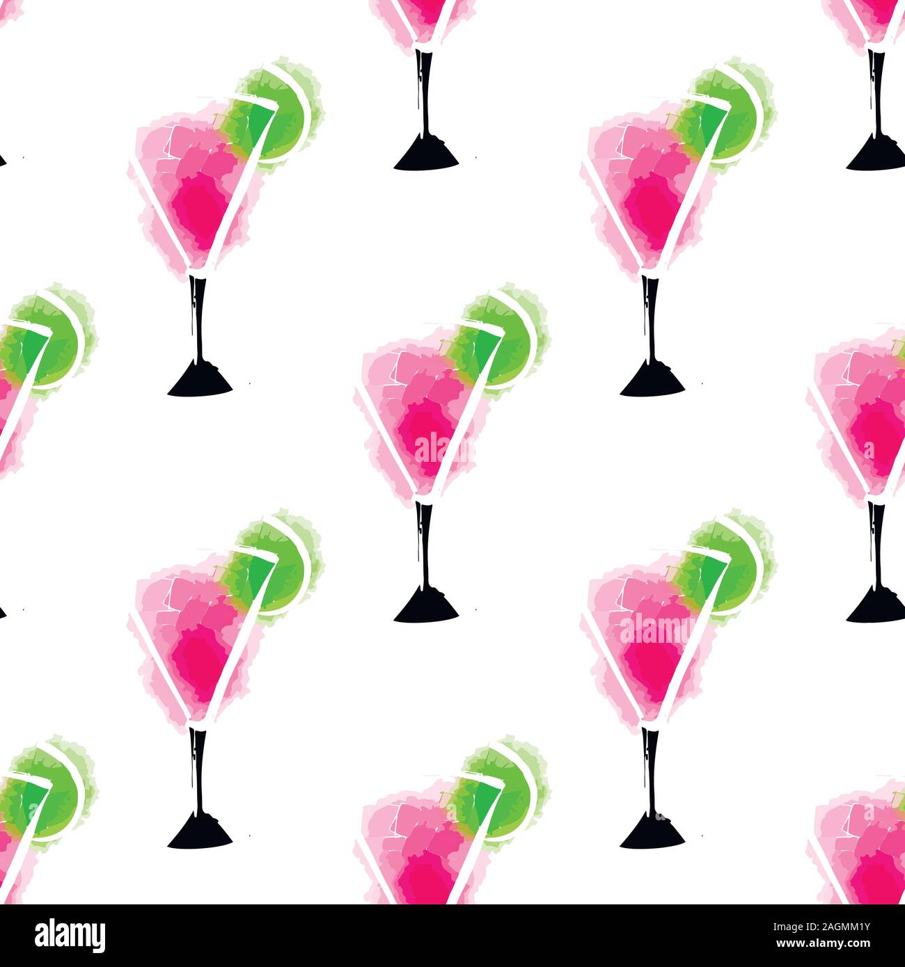 Vector seamless pattern abstract cocktail illustration pink color on ...