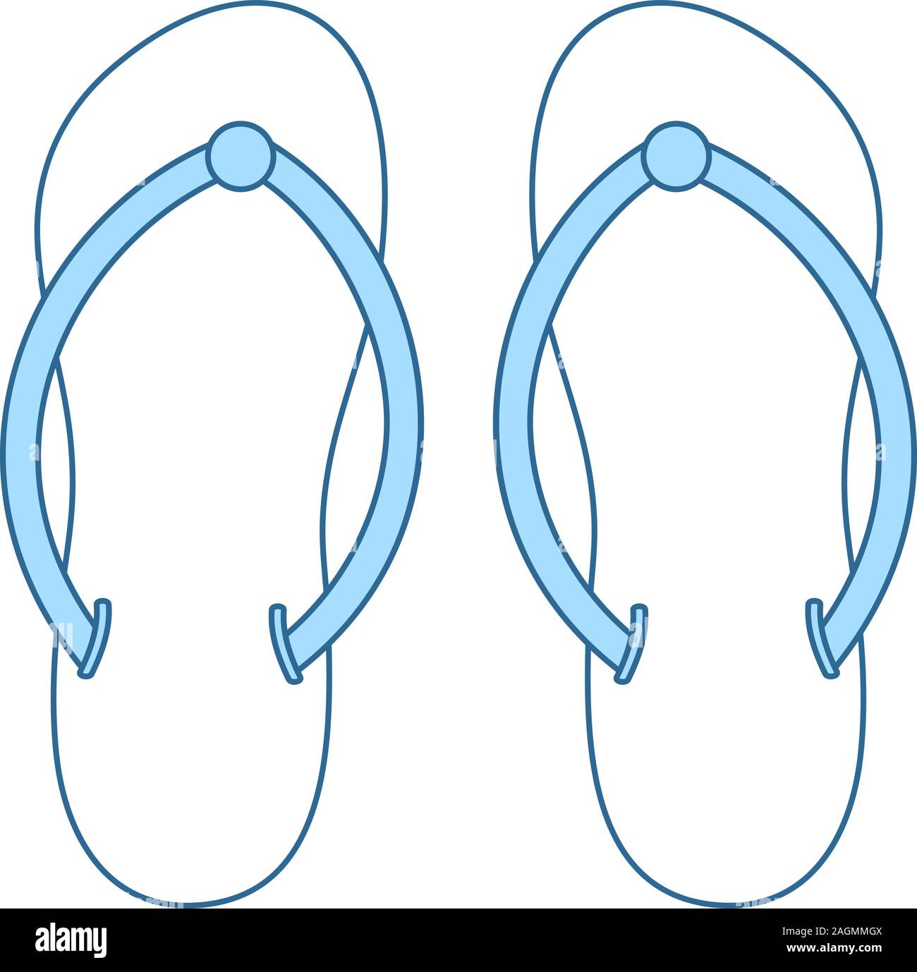 Spa Slippers Icon. Thin Line With Blue Fill Design. Vector Illustration