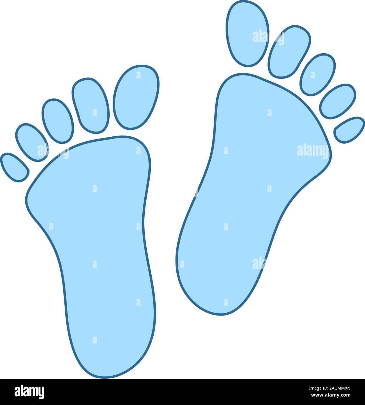 Foot Print Icon Thin Line With Blue Fill Design Vector Illustration