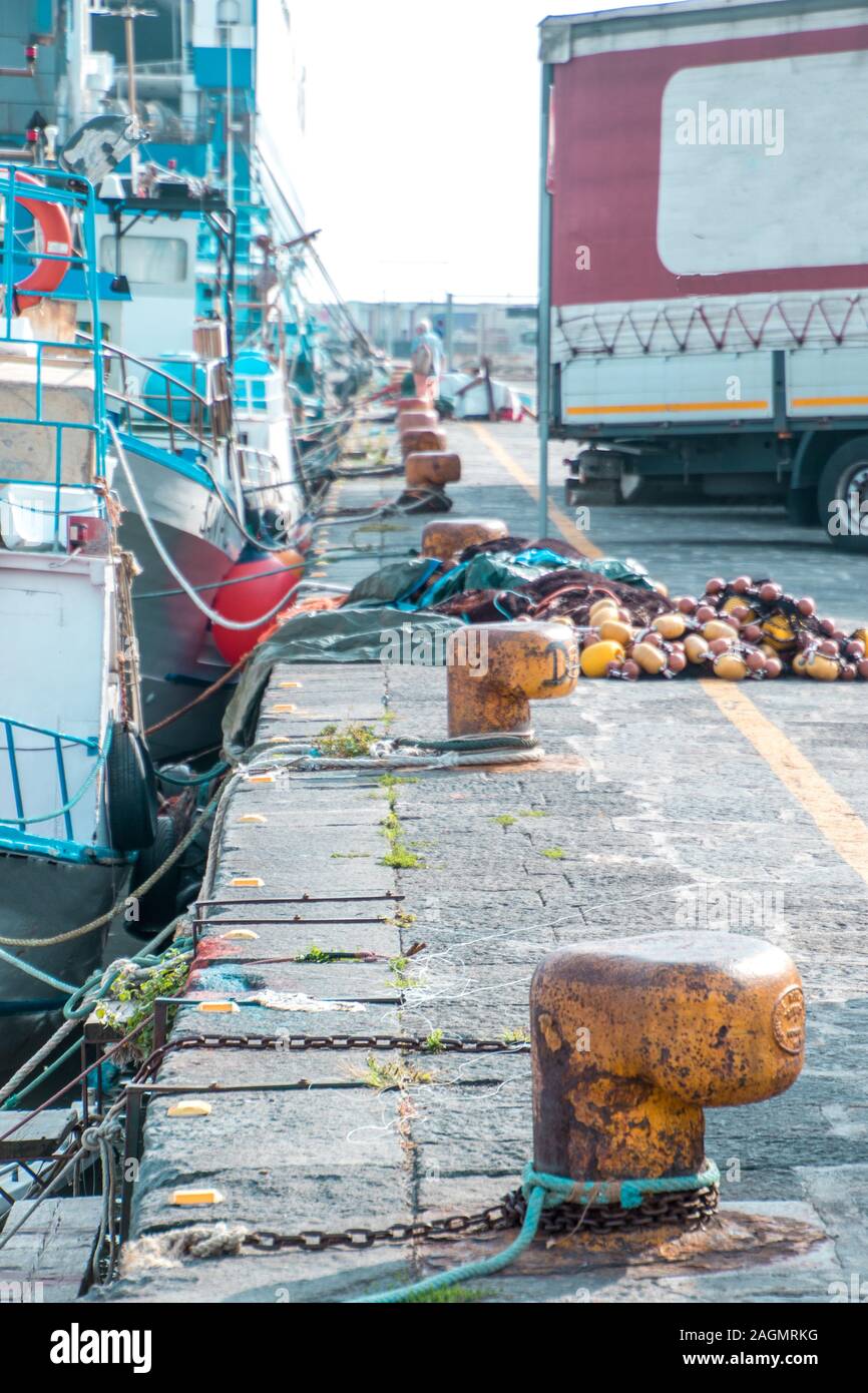 One of many harbor wall anchors used to tie ships to the harbor wall