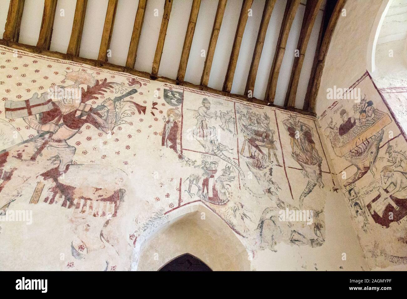 Medieval wall paintings discovered during a renovation inside the