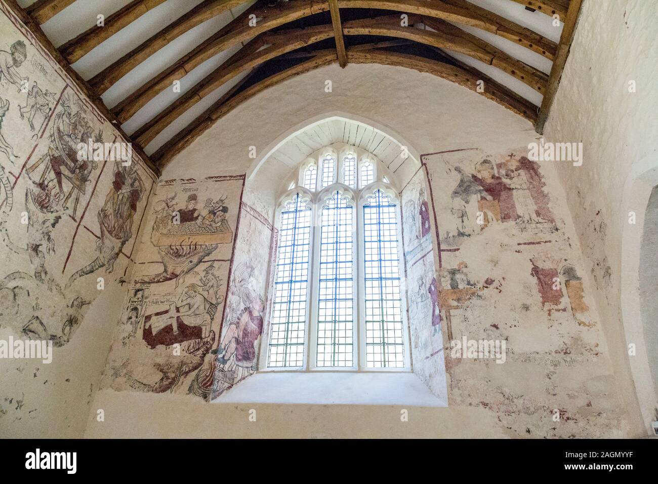 Medieval wall paintings discovered during a renovation inside the
