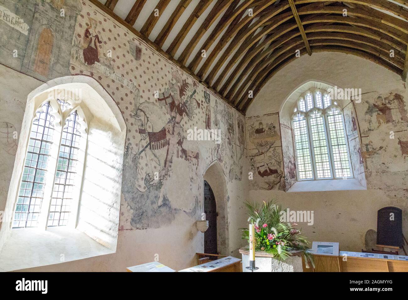 Medieval wall paintings discovered during a renovation inside the