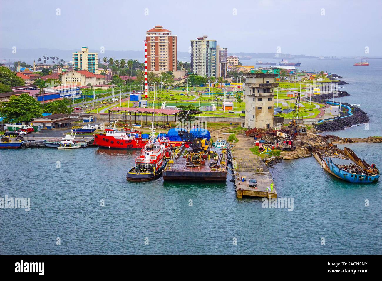 Colon is a sea port on the Caribbean Sea coast of Panama. Stock Photo