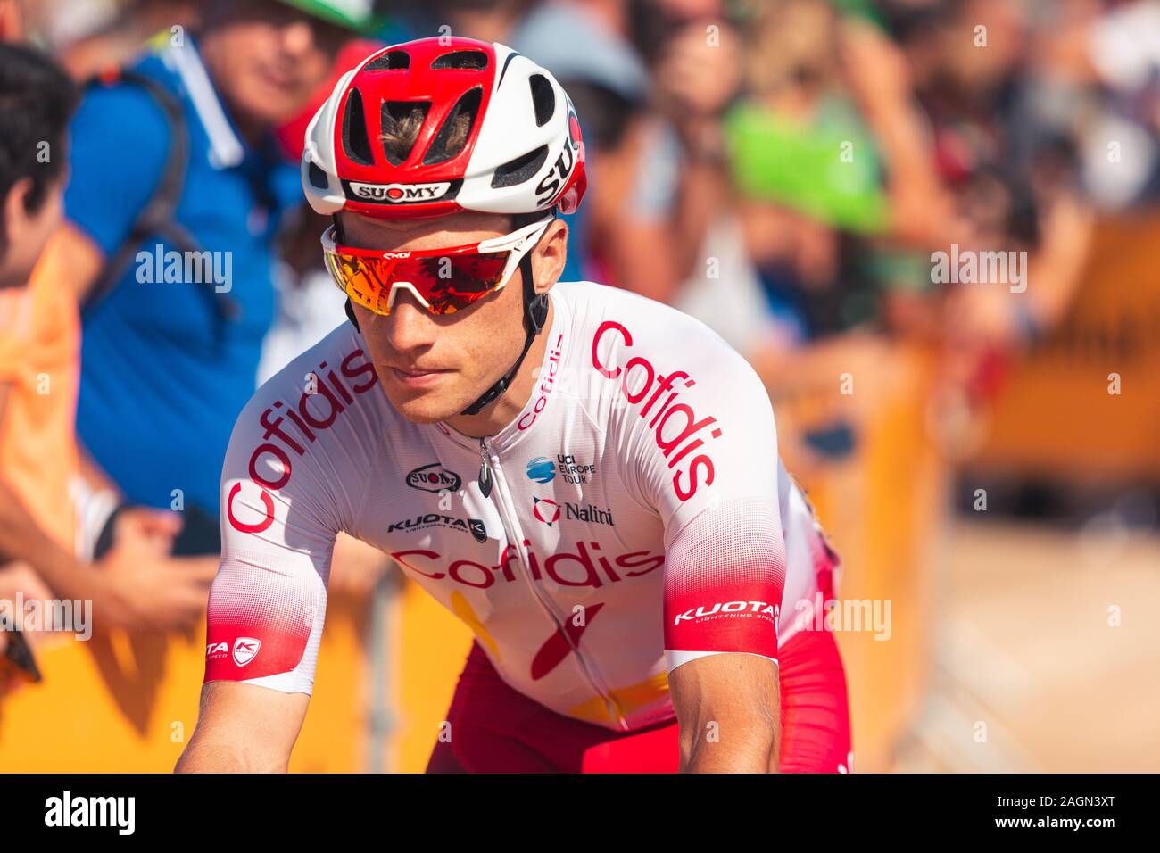 San Vicente de la Barquera, Spain-September 7, 2019: Damien TOUZE, cyclist of the Cofidis Team during stage 14 of La Vuelta a España. Stock Photo