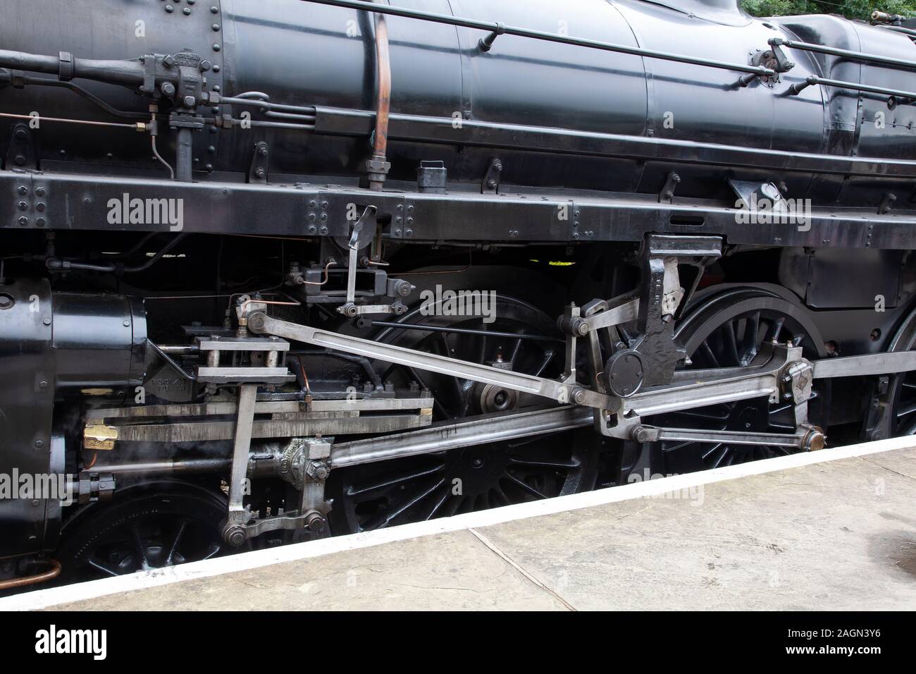 The driving gear and Walschaerts valve gear on ex BR Steam 4