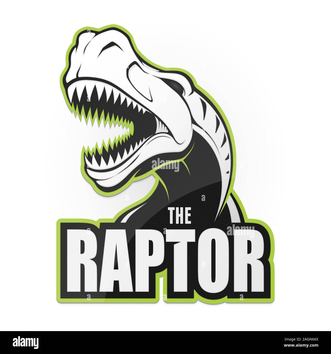Black and white dinosaur emblem on a white background. Vector illustration Stock Vector
