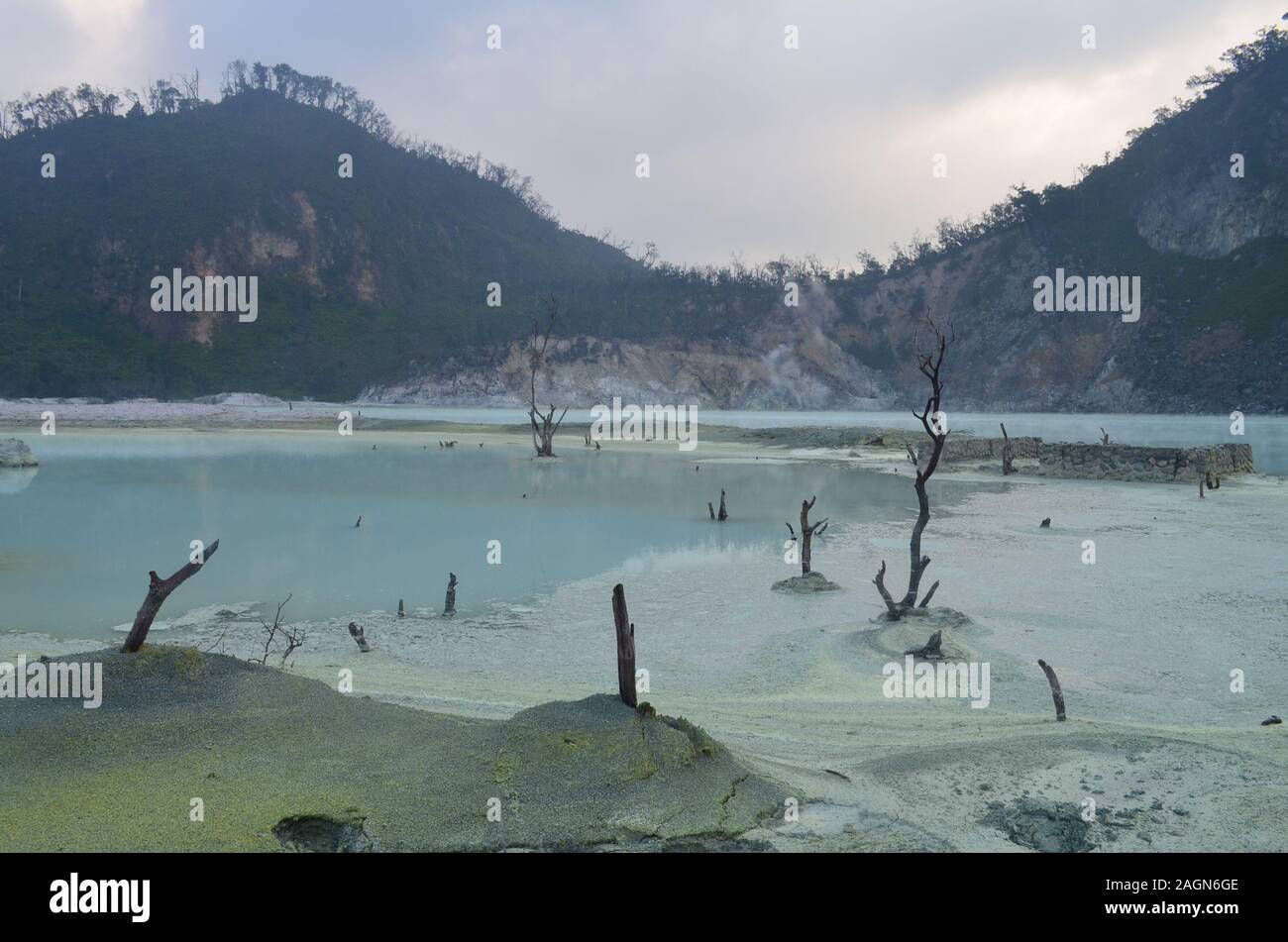 White Crater or known as 'Kawah Putih'. One of the tourist destination at Ciwidey, West Bandung, West Java, Indonesia Stock Photo