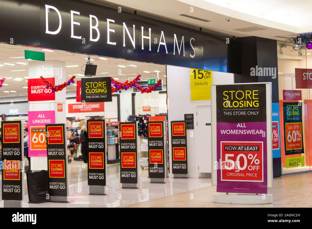 Debenhams, store closing down, ashford, kent, uk Stock Photo