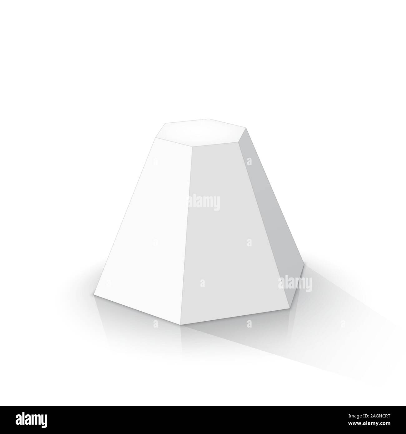 White frustum hexagonal pyramid on a white background. Vector illustration Stock Vector