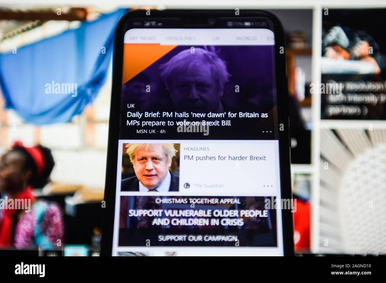 In this photo illustration a Microsoft news app seen displayed on a smartphone. Stock Photo