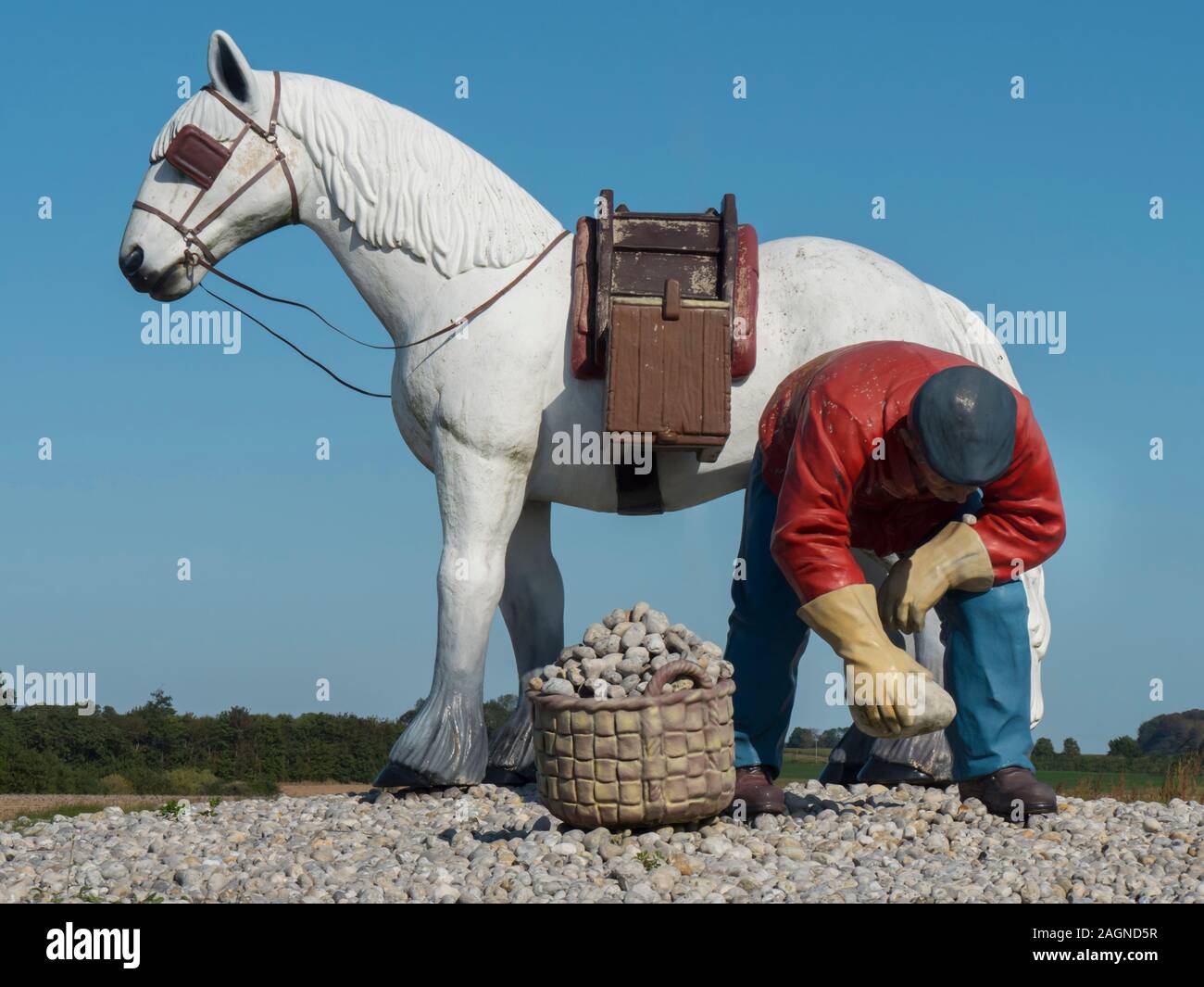 Europe, France, Normandy, horse and worker monument Stock Photo
