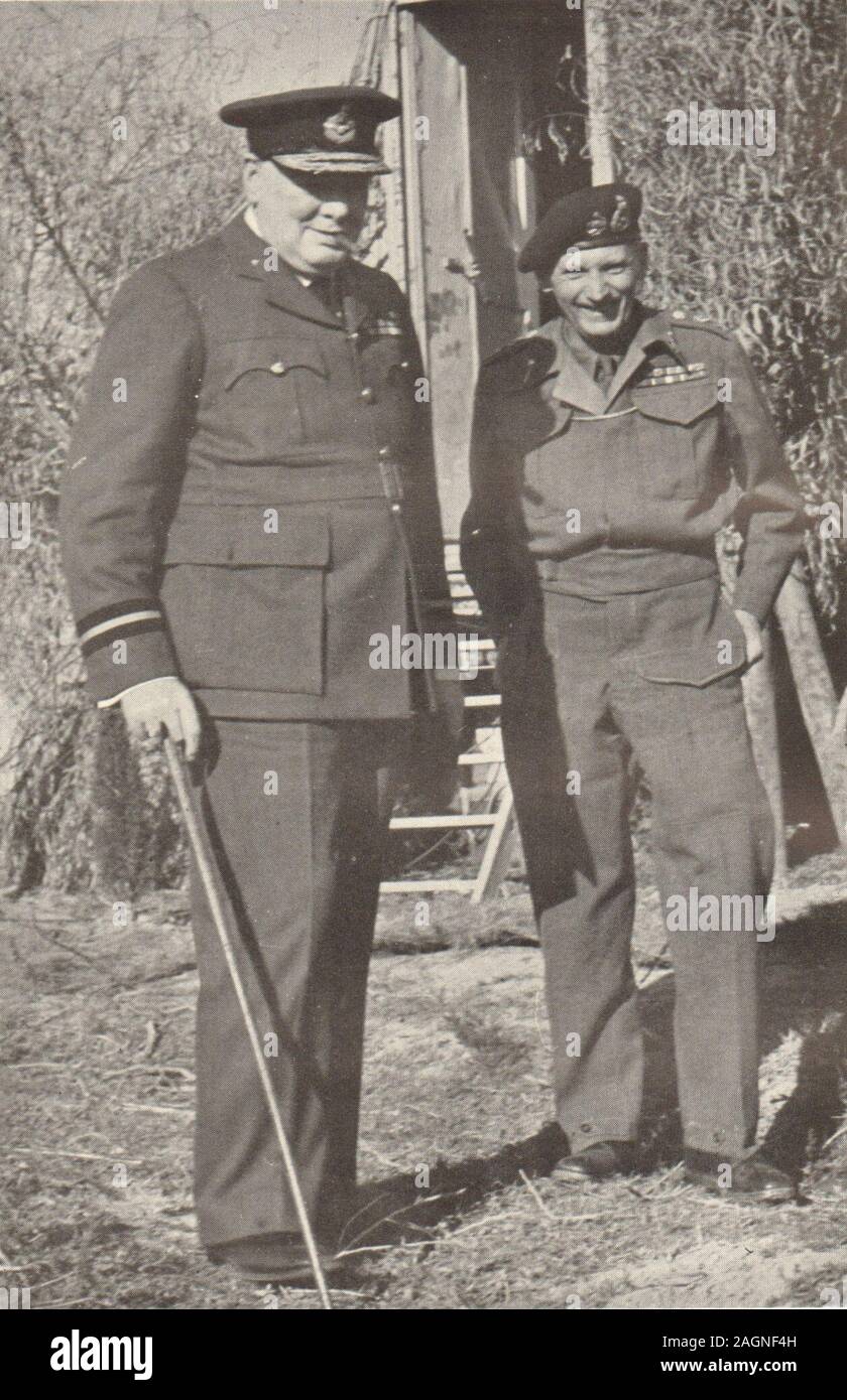 Winston Churchill & General Montgomery at Castel Benito. World War 2. Libya 1954 Stock Photo