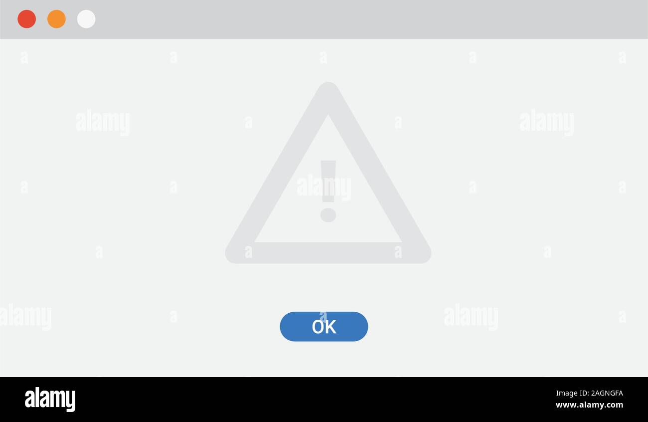 Blank Warning app Panel with close button on the top left Stock Vector
