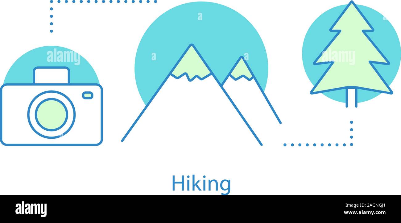 Hiking concept icon. Outdoor recreation idea thin line illustration ...